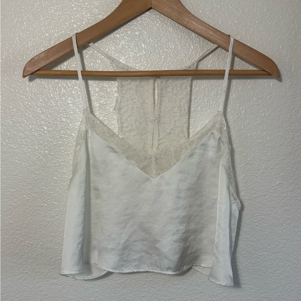 Free People White Lace Trim Cami